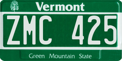 VT license plate ZMC425
