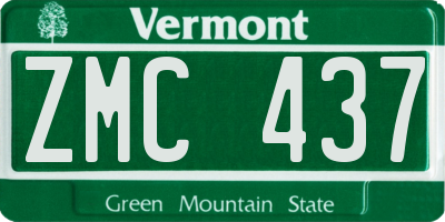 VT license plate ZMC437