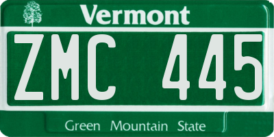 VT license plate ZMC445