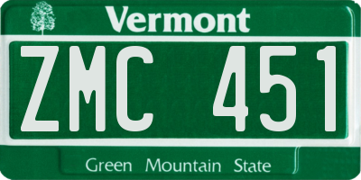 VT license plate ZMC451