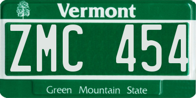 VT license plate ZMC454