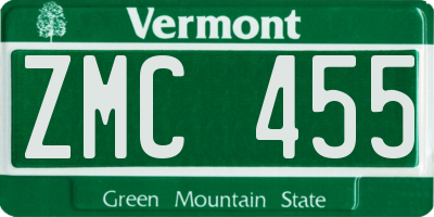 VT license plate ZMC455