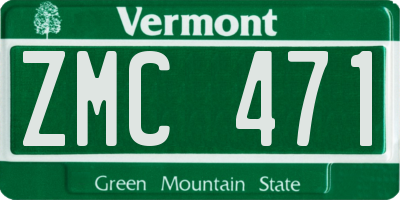 VT license plate ZMC471