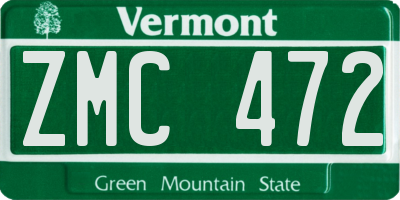 VT license plate ZMC472