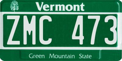 VT license plate ZMC473