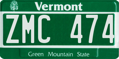 VT license plate ZMC474