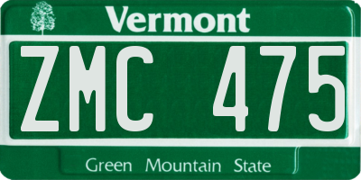 VT license plate ZMC475