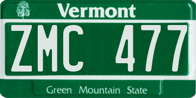 VT license plate ZMC477