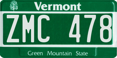 VT license plate ZMC478