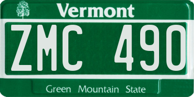 VT license plate ZMC490