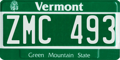VT license plate ZMC493