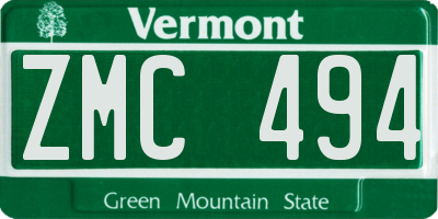 VT license plate ZMC494