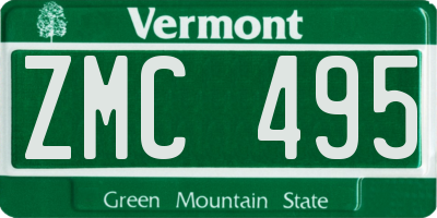 VT license plate ZMC495
