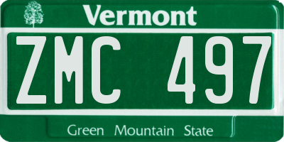 VT license plate ZMC497