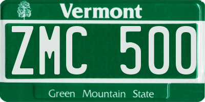 VT license plate ZMC500