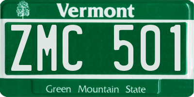 VT license plate ZMC501