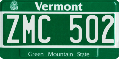 VT license plate ZMC502