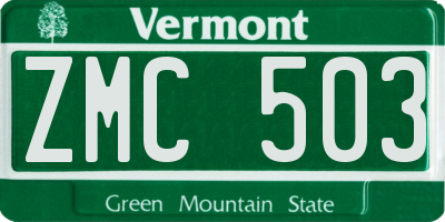 VT license plate ZMC503