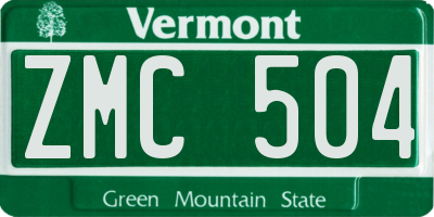 VT license plate ZMC504