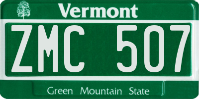 VT license plate ZMC507
