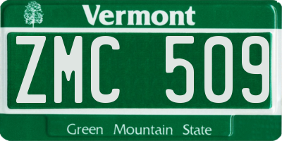 VT license plate ZMC509