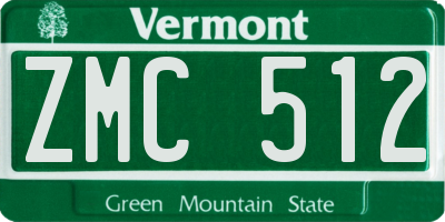 VT license plate ZMC512