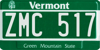 VT license plate ZMC517