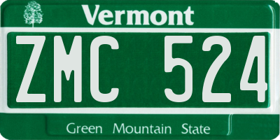 VT license plate ZMC524