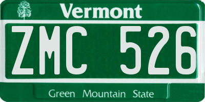 VT license plate ZMC526
