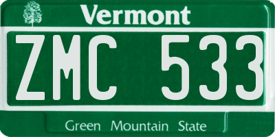VT license plate ZMC533