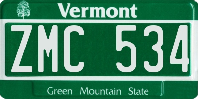 VT license plate ZMC534