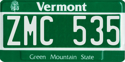 VT license plate ZMC535
