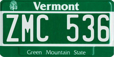 VT license plate ZMC536