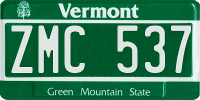 VT license plate ZMC537