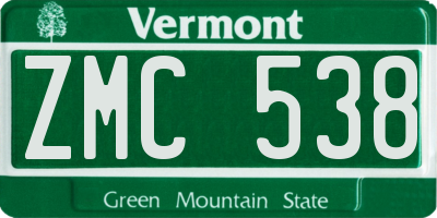 VT license plate ZMC538