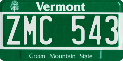 VT license plate ZMC543