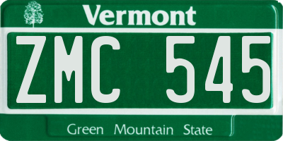 VT license plate ZMC545