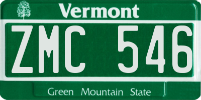 VT license plate ZMC546