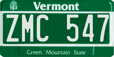 VT license plate ZMC547