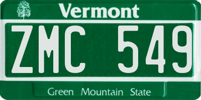VT license plate ZMC549