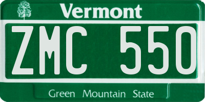 VT license plate ZMC550