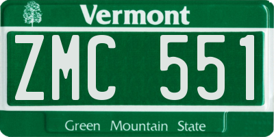 VT license plate ZMC551