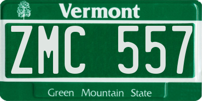 VT license plate ZMC557
