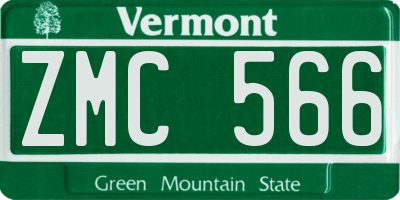 VT license plate ZMC566