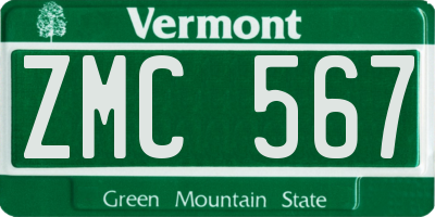 VT license plate ZMC567