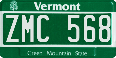VT license plate ZMC568