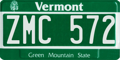VT license plate ZMC572