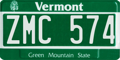 VT license plate ZMC574