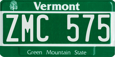 VT license plate ZMC575