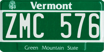 VT license plate ZMC576